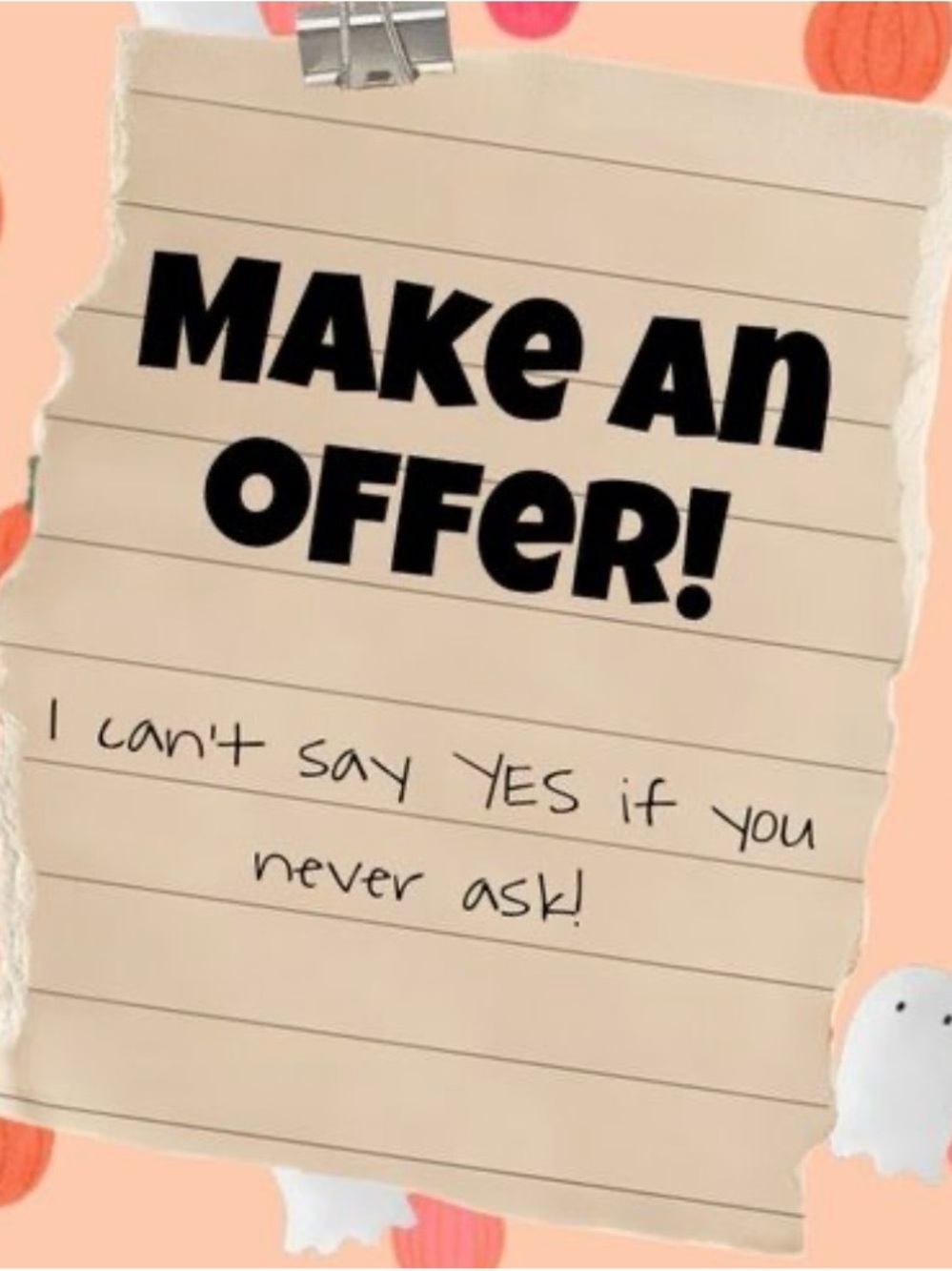 Make An Offer! Graphic Note Print in Peach and Beige
